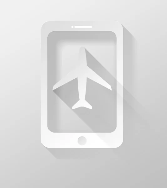 Smartphone oder Tablet Flugzeug-Symbol und Widget 3D-Illustration flaches Design — Stockfoto