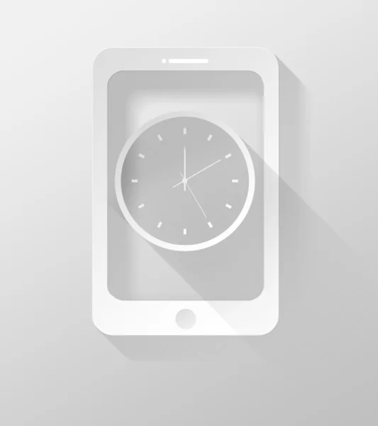 Smartphone o Tablet con icona dell'orologio e widget 3d disegno piatto illustrazione — Foto Stock