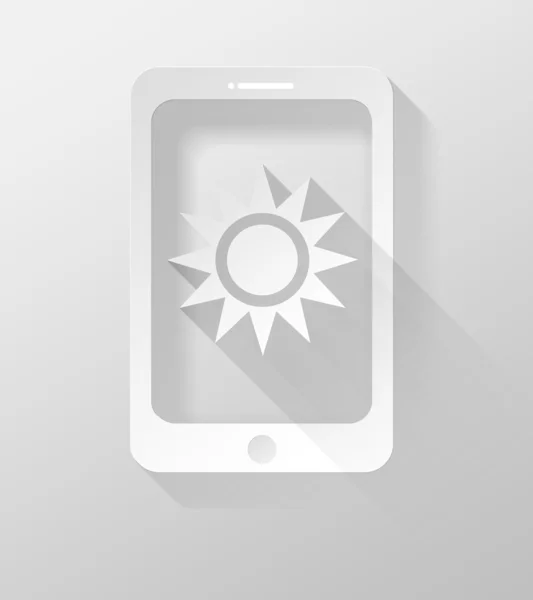Smartphone o Tablet con icono del tiempo y widget 3d ilustración diseño plano —  Fotos de Stock