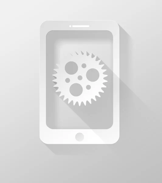 Smartphone or Tablet with Settings icon and widget, 3d illustration flat design — Stock Photo, Image