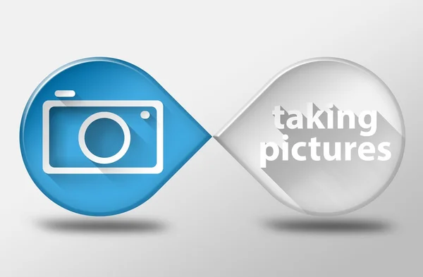 Tomando fotografía concepto de cámara 3d ilustración diseño plano —  Fotos de Stock