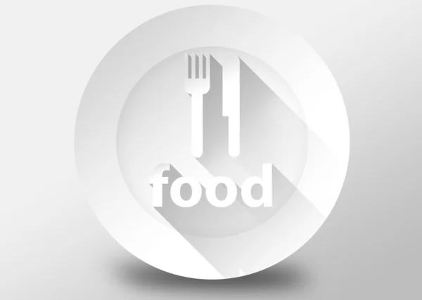 Conceito de comida com faca placa e garfo 3d ilustração design plano — Fotografia de Stock