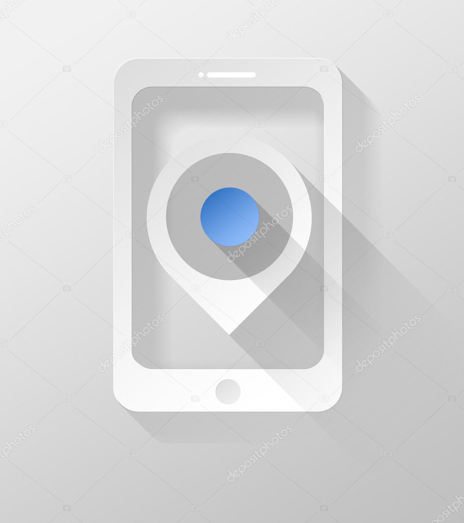 Smartphone or Tablet with GPS pin icon and widget 3d illustration flat design