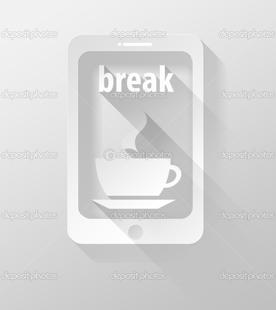 Smartphone or Tablet with Coffee time icon and widget 3d illustration flat design