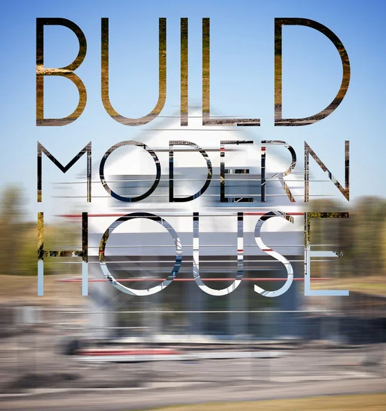 Build modern house design background photography and typography — Stock Photo, Image