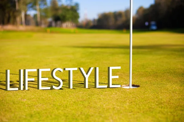 Golf estilo de vida design de fundo fotografia e tipografia — Fotografia de Stock