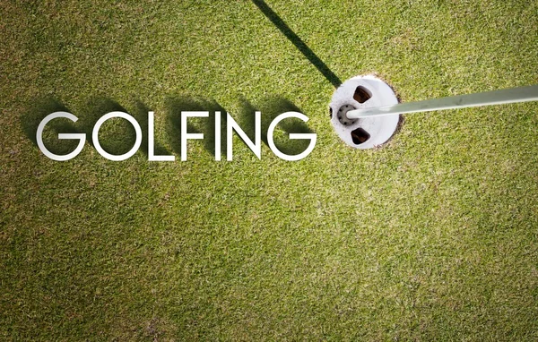 Desenho de golfe fotografia de fundo e tipografia — Fotografia de Stock