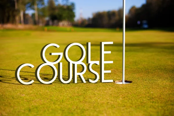 Golf course design background photography and typography — Stock Photo, Image