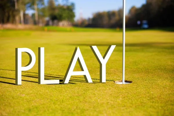 Golf spielen Design Hintergrundfotografie und Typografie — Stockfoto