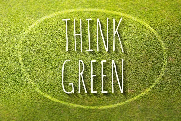 Pense cartaz verde ilustração da vida eco-friendly — Fotografia de Stock