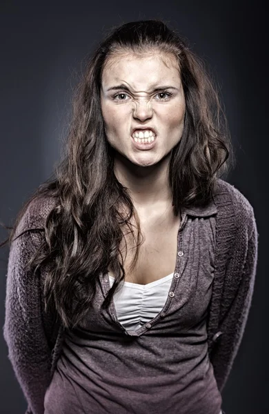 Very angry woman in fury — Stock Photo, Image
