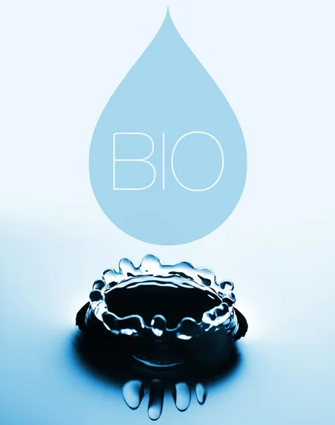Bio creative with water drop and splash — Stock Photo, Image