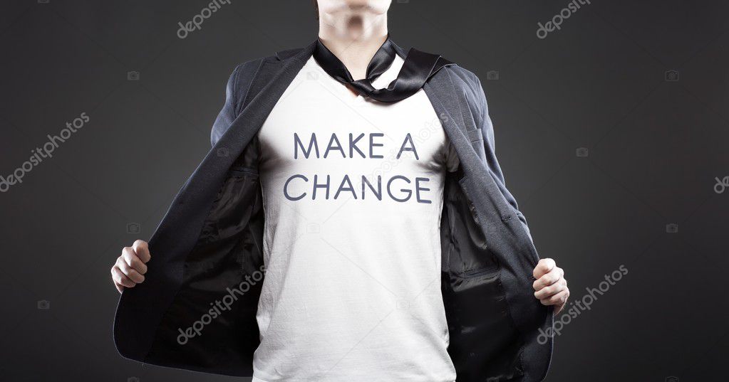 Make a change, young successful businessman