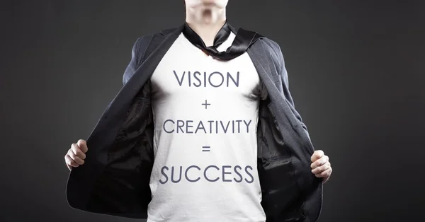 Visión y creatividad al éxito, joven empresario exitoso —  Fotos de Stock
