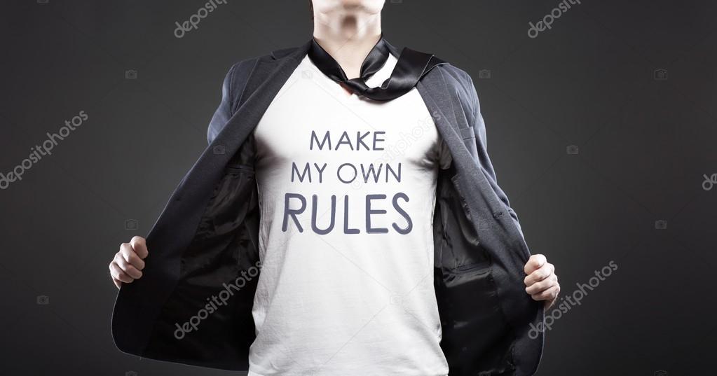 Make own rules, young successful businessman
