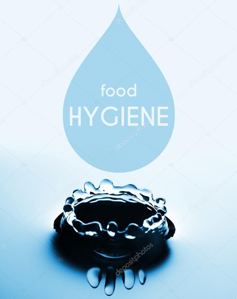 Food hygiene concept with water drop and splash