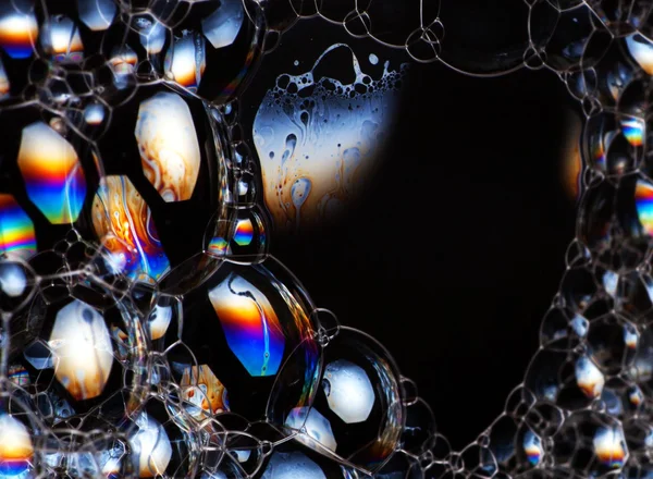 Mýdlové bubliny abstraktní barevné pozadí syté barvy — Stock fotografie