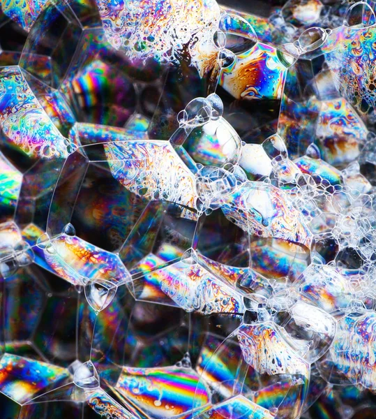 Struktura abstraktní barevné makro mýdlové bubliny — Stock fotografie