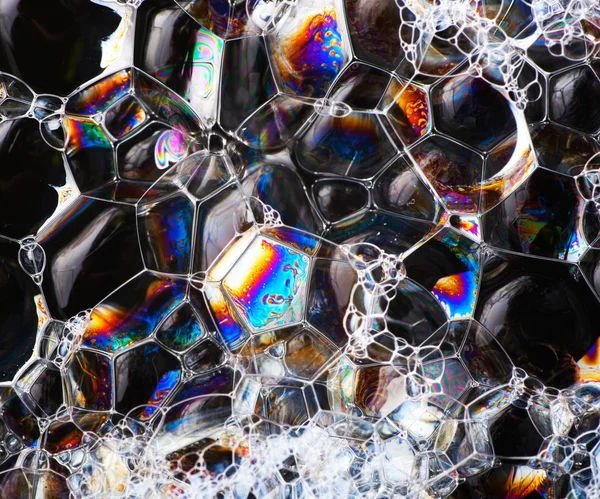 Szappanbuborékok absztrakt színes makró szerkezete — Stock Fotó