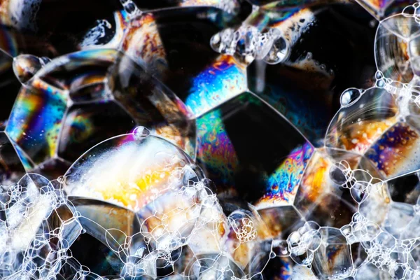 Soap bubbles abstract colorful macro structure — Stock Photo, Image