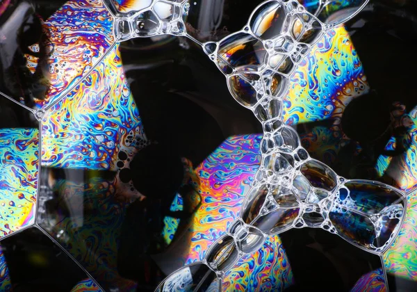 石鹸の泡の抽象的なカラフルなマクロ構造 — ストック写真