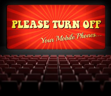 Lütfen cep telefonu eski sinema film ekranı kapatmak