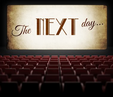 The next day movie screen in old retro cinema clipart