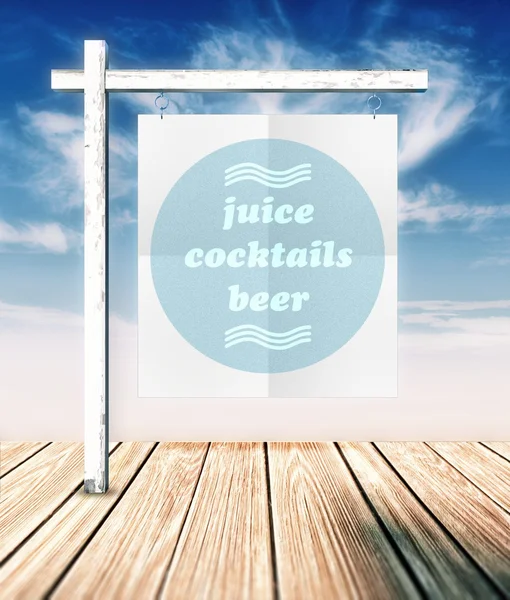 Beach bar juice, cocktails and beer concept poster — Stock Photo, Image