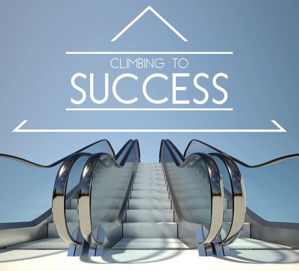Climbing to success concept with stairway