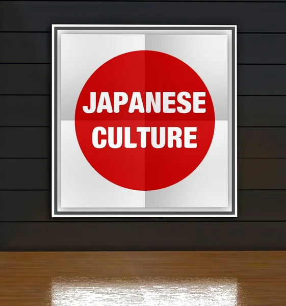 Cartel de cultura japonesa con bandera en galería de arte — Foto de Stock