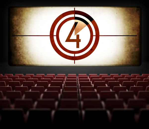 Movie Screen countdown in old retro cinema — Stock Photo, Image