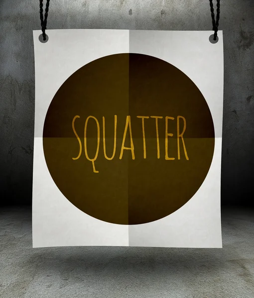 Squatter paper poster hanging on rope — Stock Photo, Image