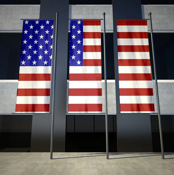 US-Flagge vor dem Gebäude — Stockfoto