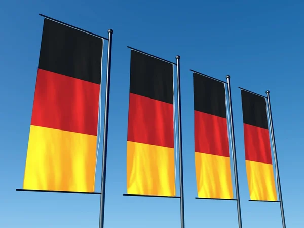 Conceptual German flag split into several flags on sky — Stock Photo, Image