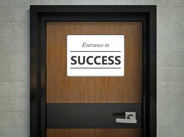Вход на знак успеха висит на двери офиса — стоковое фото