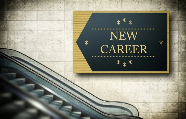 Moving escalator stairs with new career — Stock Photo, Image