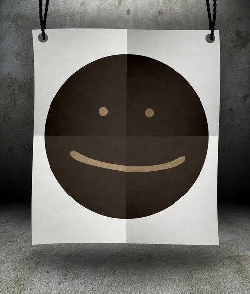 Front view paper poster with smile icon — Stock Photo, Image