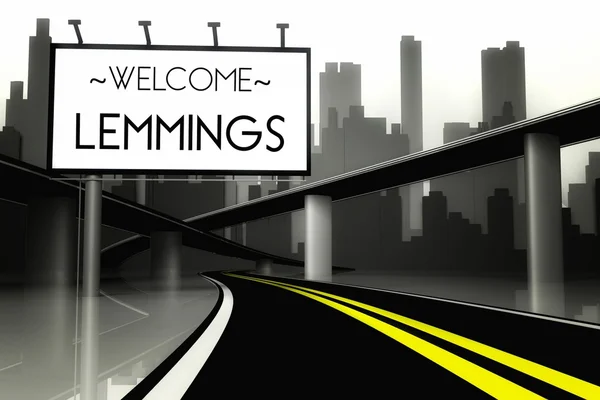 Welcome lemmings in conceptual big city — Stock Photo, Image