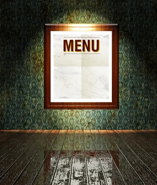 Vintage Menu restaurant poster in frame — Stock Photo, Image