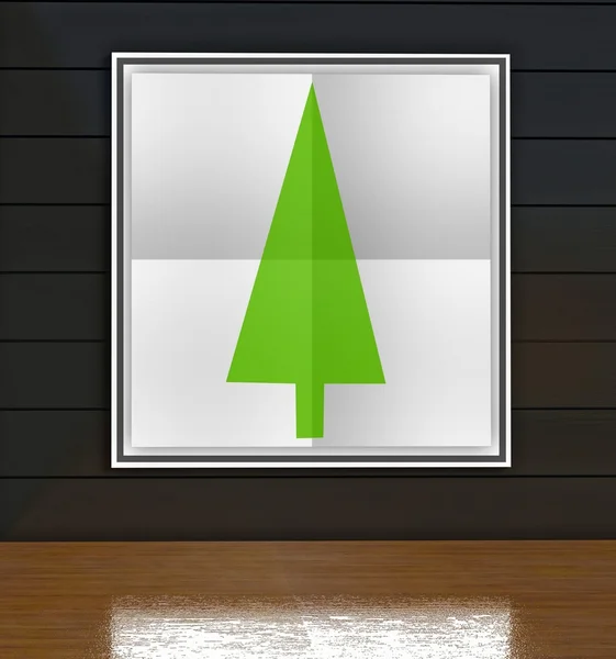 Μινιμαλιστική πράσινο χριστουγεννιάτικο δέντρο αφίσα στην Πινακοθήκη — Φωτογραφία Αρχείου