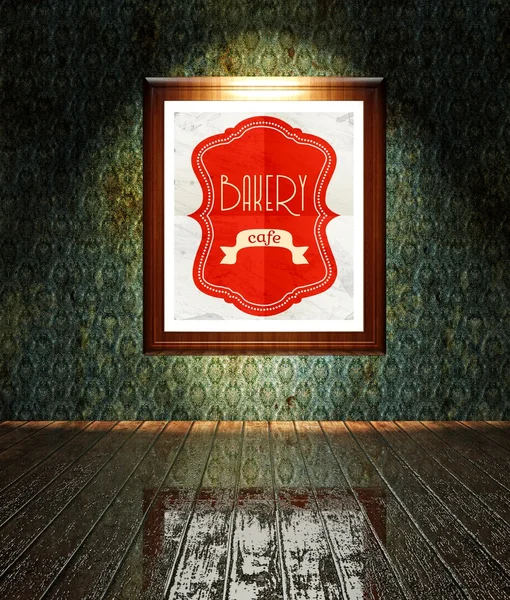 Vintage Bäckerei Café Poster im Rahmen alten Grunge Interieur — Stockfoto