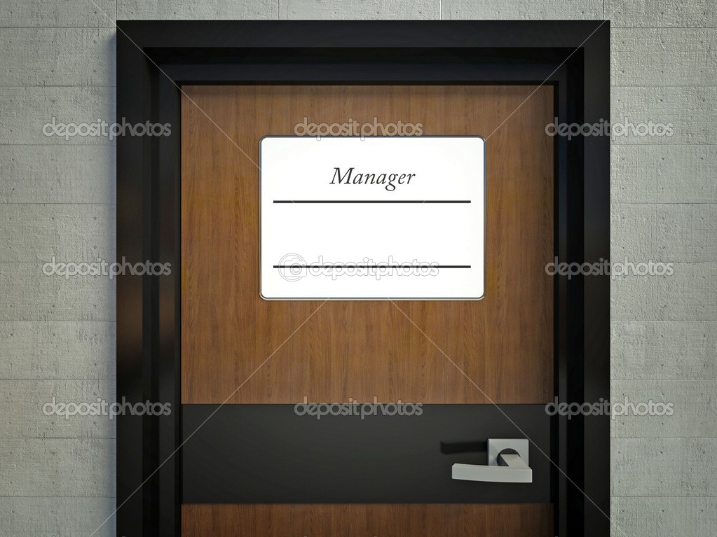 Manager Sign With Copy Space For Name On Office Door Stock