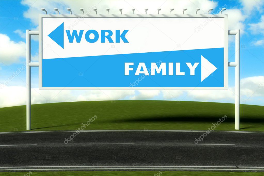 Conceptual direction signs lead to work and family