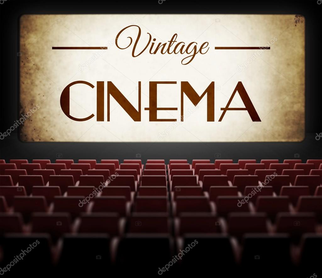 Vintage cinema movie in old retro interior