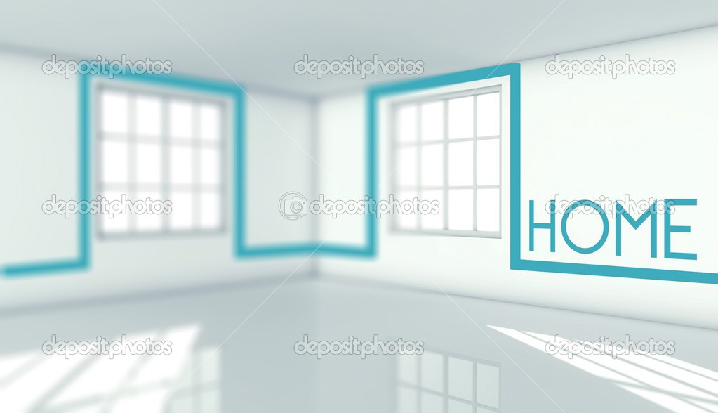 Home sign in empty room, concept for own house