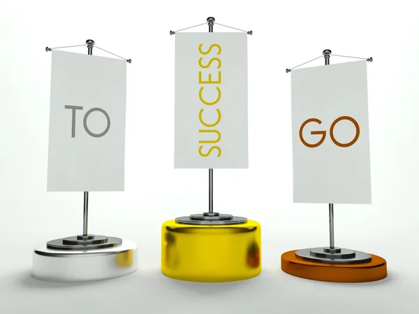 Podio con Go to Success segno sulle bandiere — Foto Stock