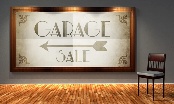 Sztuka sprzedaży garażu w rama stary — Zdjęcie stockowe