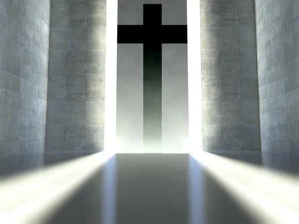 Christliches Kreuz an Wand, Konzept des Glaubens — Stockfoto