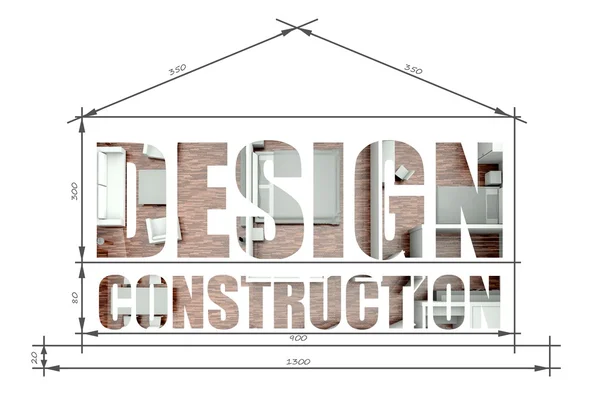 Design construction in modern house blueprint — Stock Photo, Image