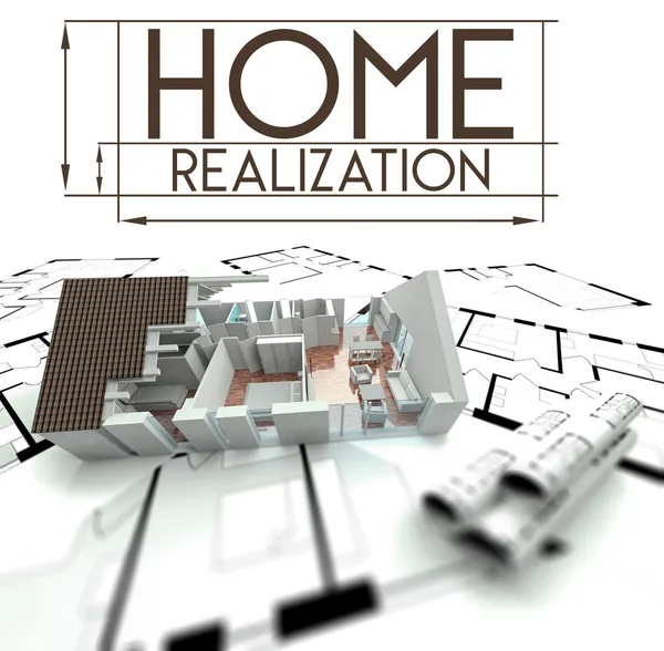 Home realizzazione con progetto di casa — Foto Stock